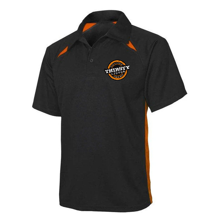 Unisex Splice Polo Black/Orange Thristy