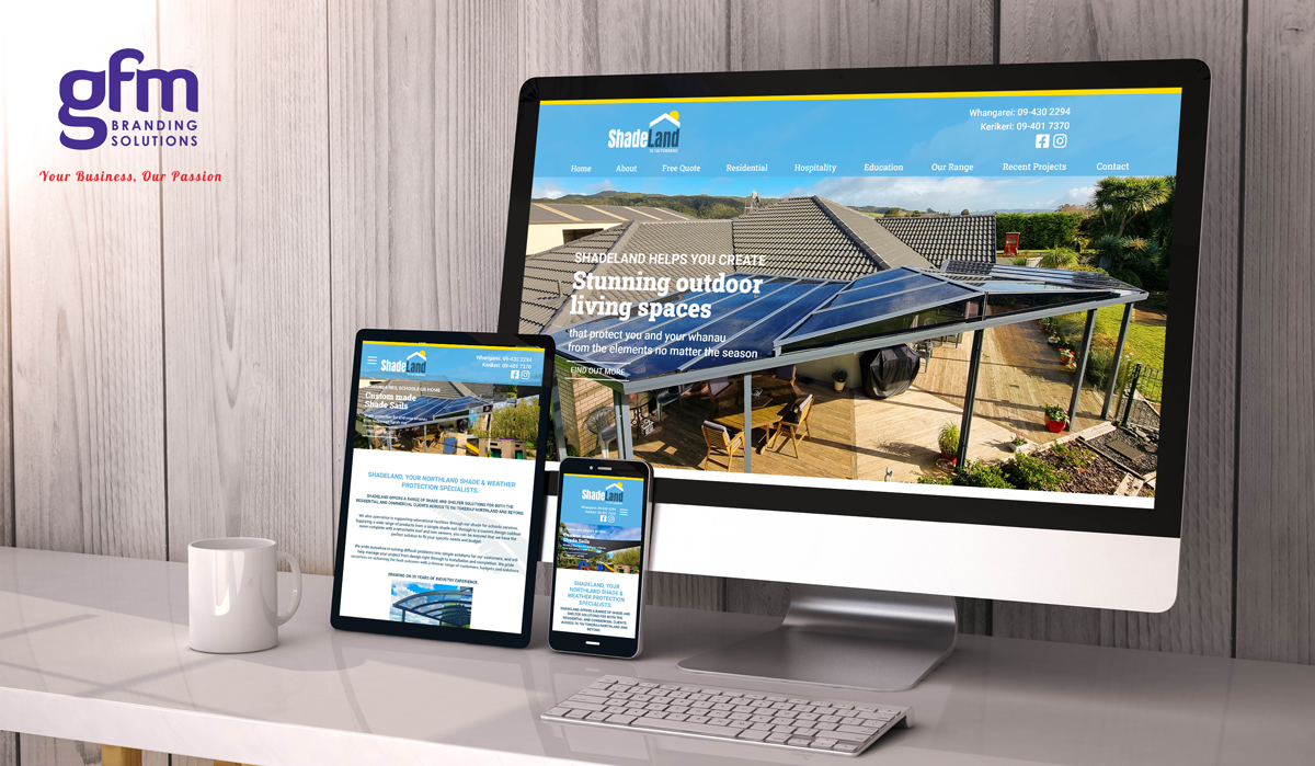 Shadeland fully responsive website design by gfm branding solutions on multiple screens