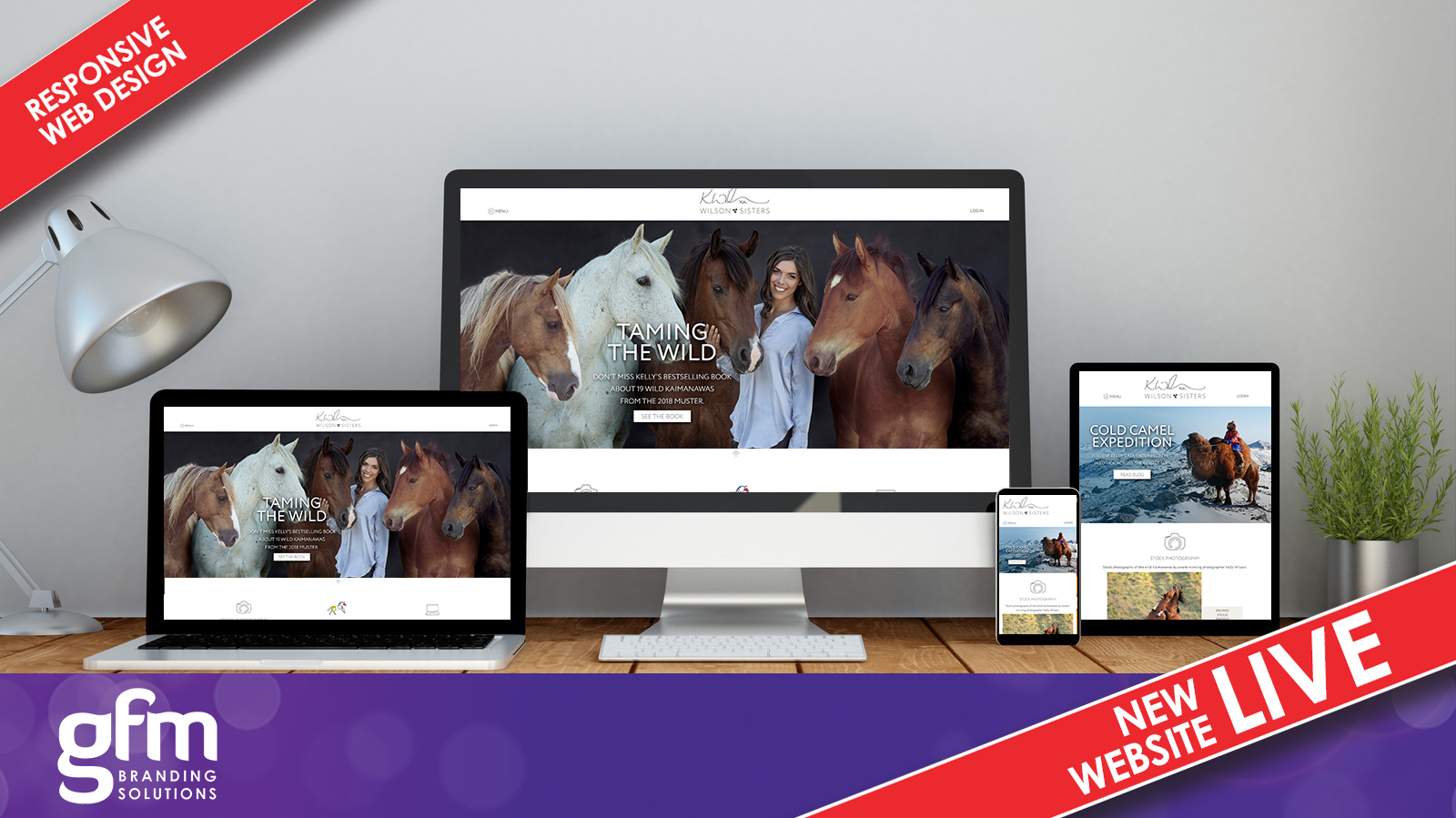 Kelly Wilson fully responsive website design on multiple screens