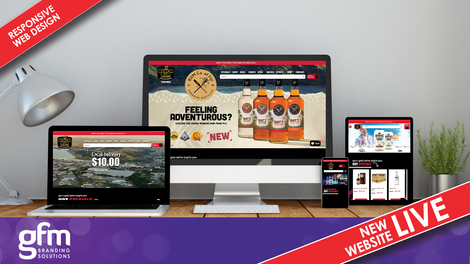 Thirsty Liquor Churchill Ave fully responsive website design on multiple screens