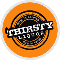 Thirsty Liquor first in service first in value logo